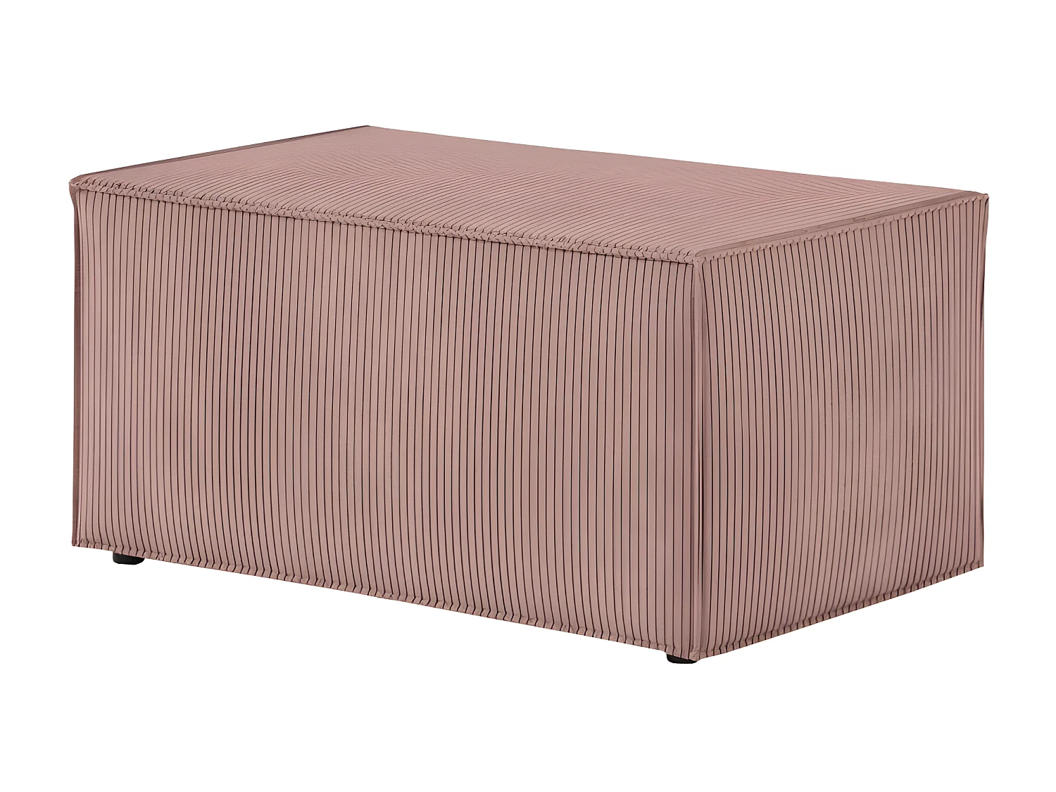 Pack - Clarisse - Canapé d'angle convertible réversible avec pouf en velours côtelé - Vieux rose - L269 x P159 x H89cm - Loungitude