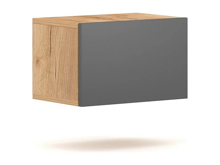 Petit meuble de rangement suspendu BRACA chêne et gris anthracite 40cm