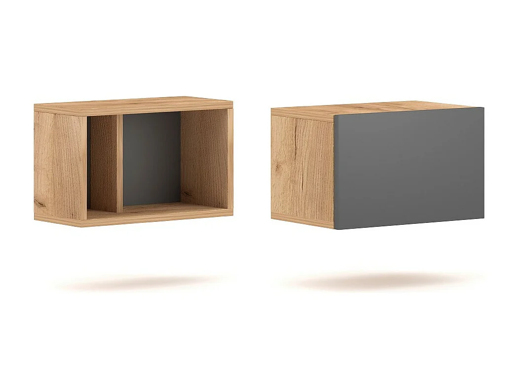 Petit meuble de rangement suspendu BRACA chêne et gris anthracite 40cm