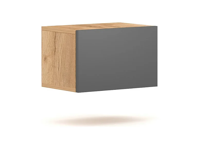 Petit meuble de rangement suspendu BRACA chêne et gris anthracite 40cm
