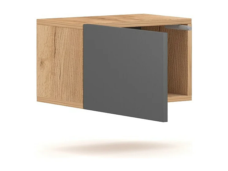 Petit meuble de rangement suspendu BRACA chêne et gris anthracite 40cm