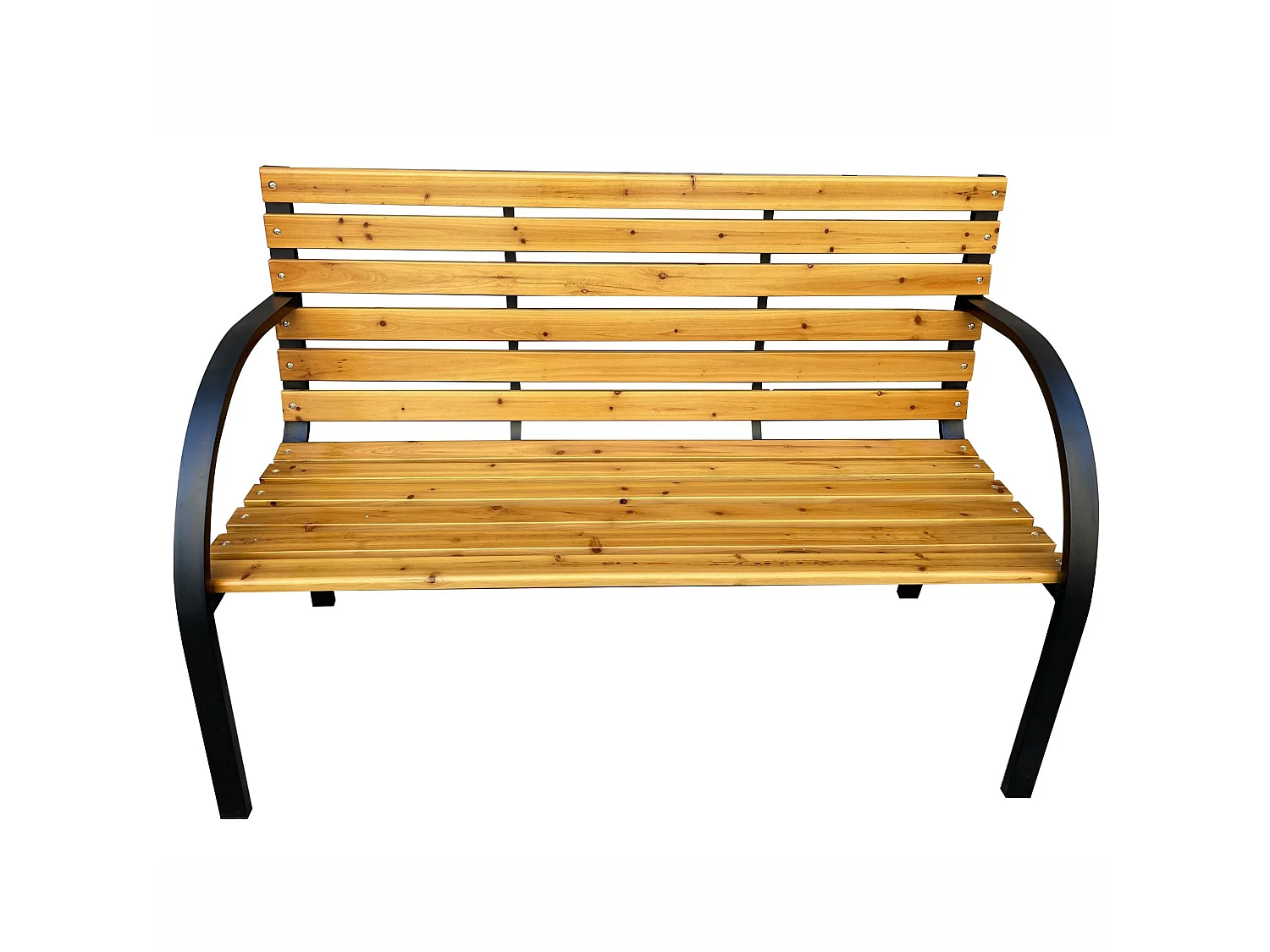 Banc de jardin DALIA en bois laqué, pieds en acier, largeur 122 cm