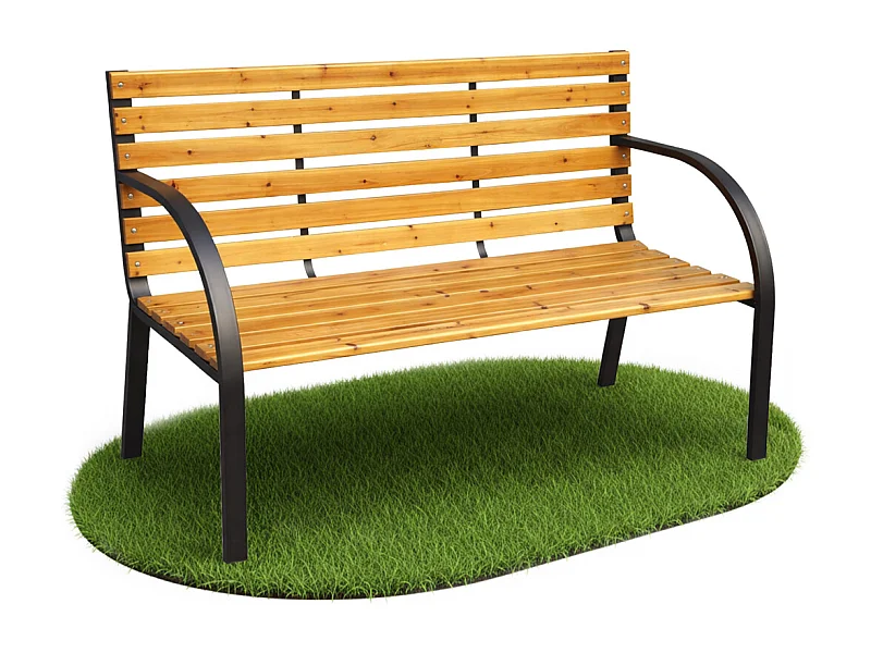 Banc de jardin DALIA en bois laqué, pieds en acier, largeur 122 cm