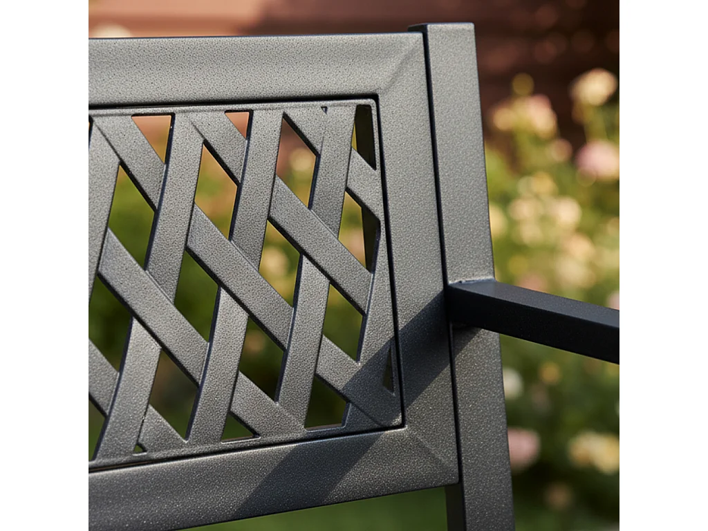 Tuinbank KALIA / Buitenbank / Metaal en Kunststof / Zwart / Maximale Belasting 320 kg / 119 x 75 x 50 cm