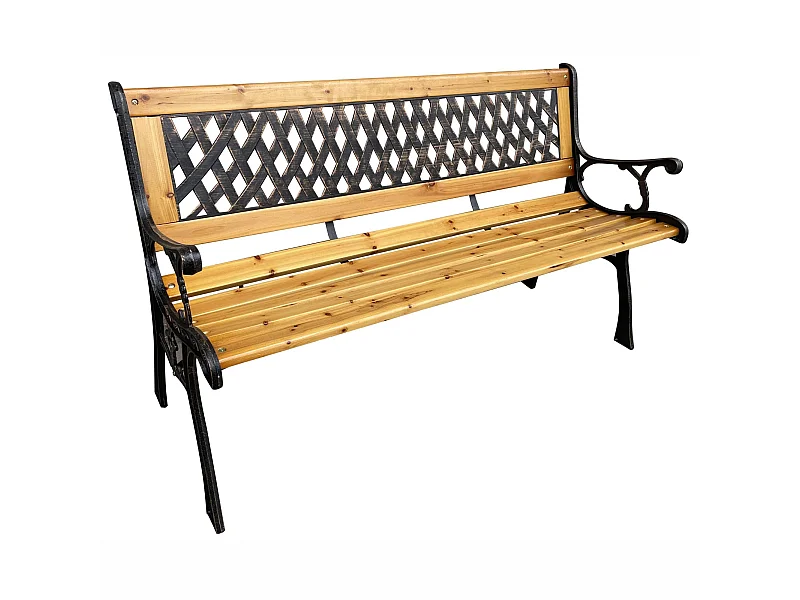 Gartenbank Schwarz MIRT mit lackiertem Holz und gusseisernen Beinen Breite 127 cm