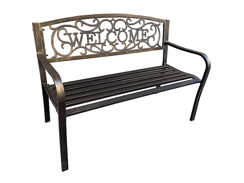 Banco de jardín IRYS Marrón con patas de acero y respaldo de hierro fundido de 127 cm de ancho