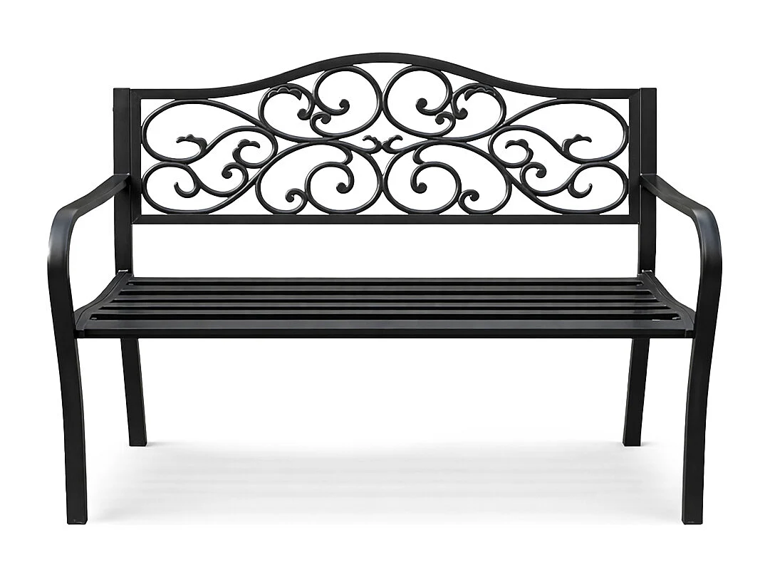 Tuinbank IRGA / Staal Buitenbank / Zwart / Maximale Belasting 320 kg / 127 x 89 x 62 cm