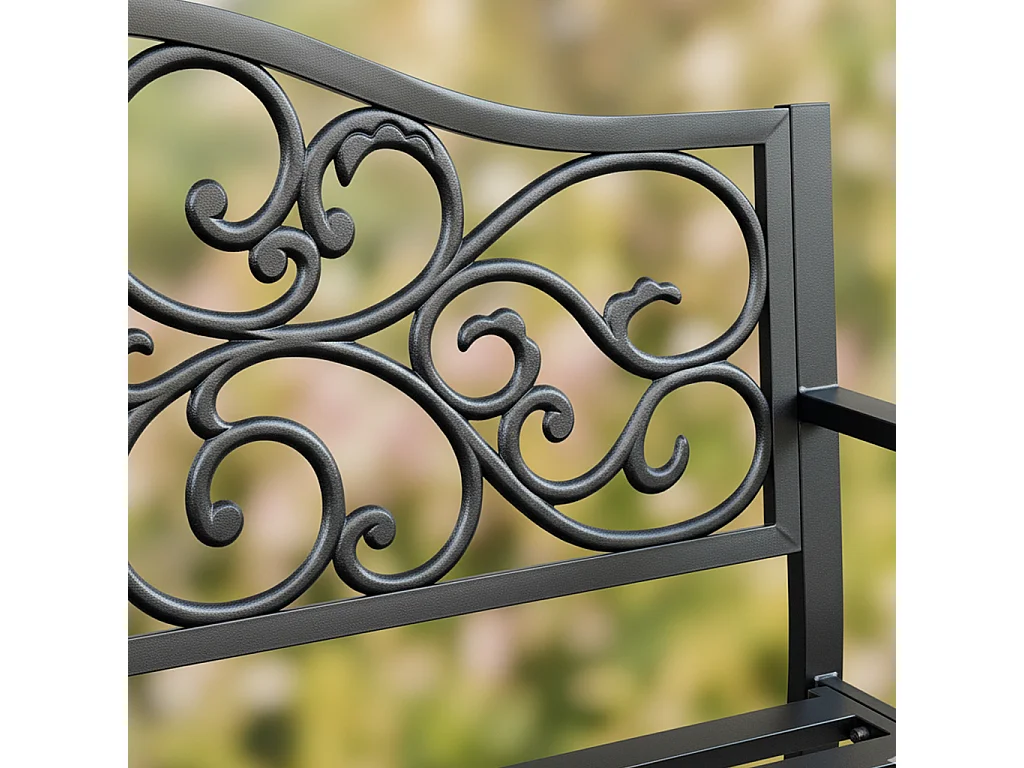 Tuinbank IRGA / Staal Buitenbank / Zwart / Maximale Belasting 320 kg / 127 x 89 x 62 cm