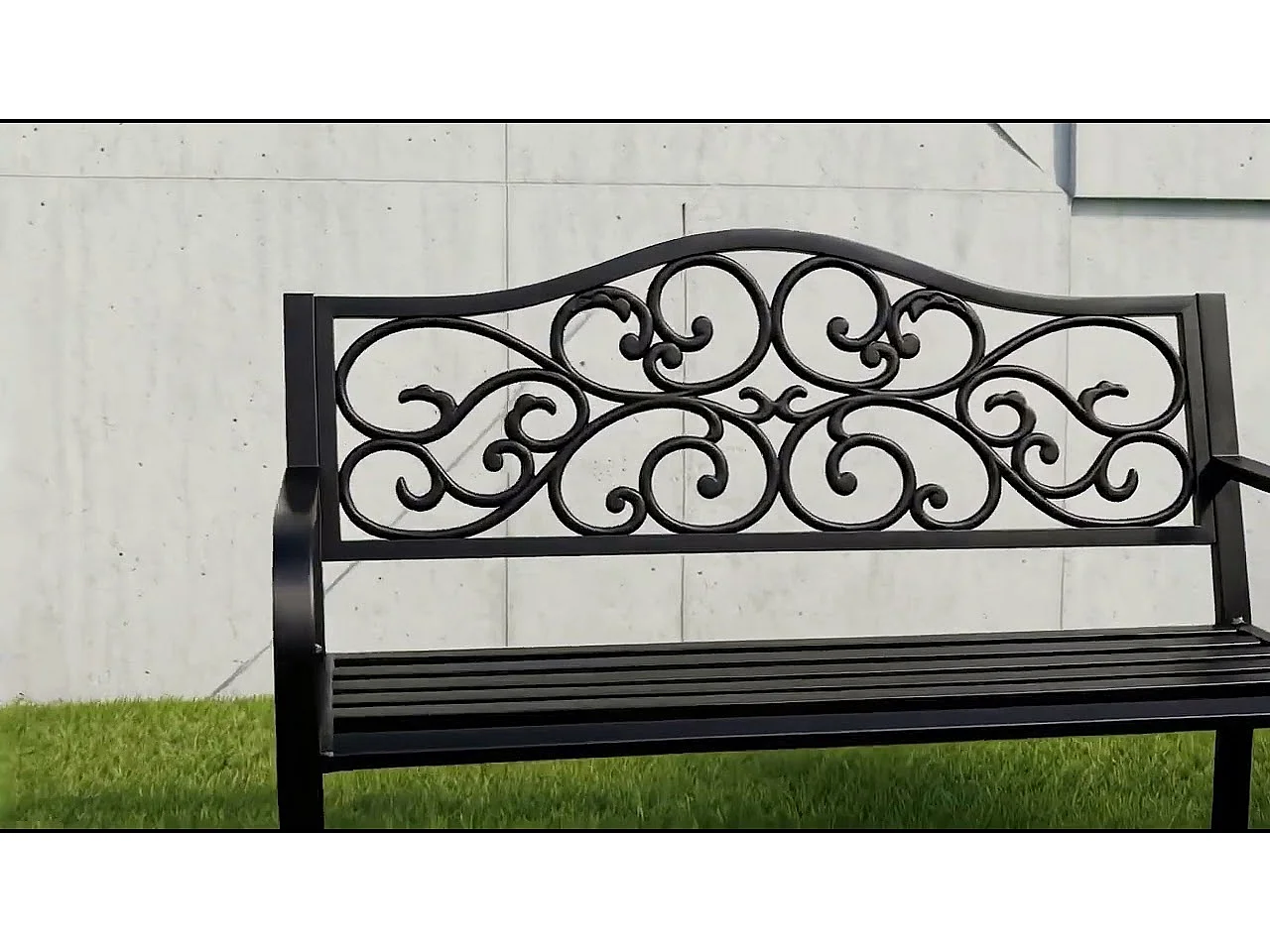 Tuinbank IRGA / Staal Buitenbank / Zwart / Maximale Belasting 320 kg / 127 x 89 x 62 cm