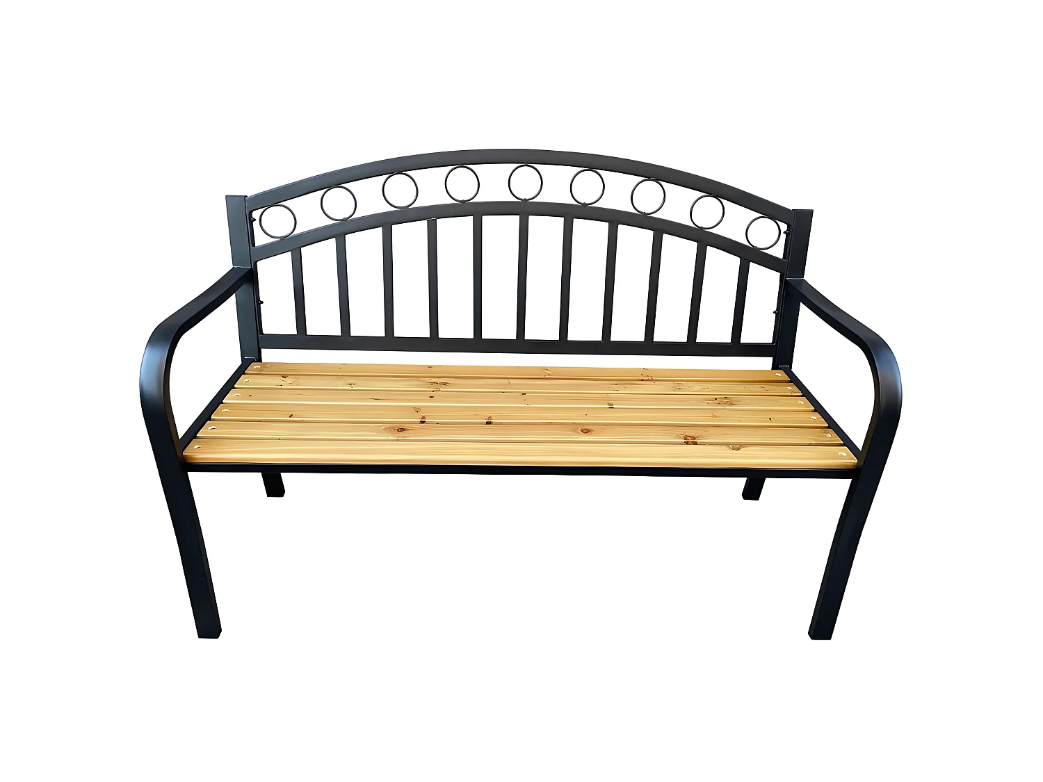 Panchina da giardino ARUM con legno laccato e gambe in acciaio larghezza 127 cm