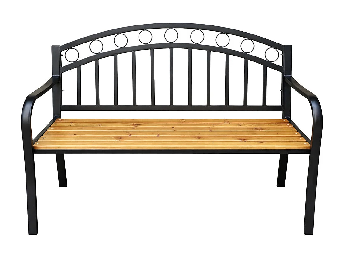 Ławka ogrodowa ARUM z lakierowanego drewna stalowe nogi szerokość 127 cm