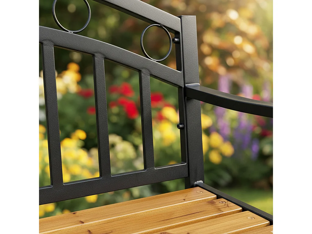 Ławka ogrodowa ARUM z lakierowanego drewna stalowe nogi szerokość 127 cm