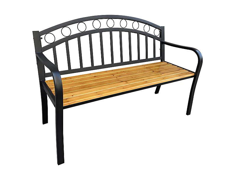 Banco de jardín ARUM de madera lacada patas de acero ancho 127 cm