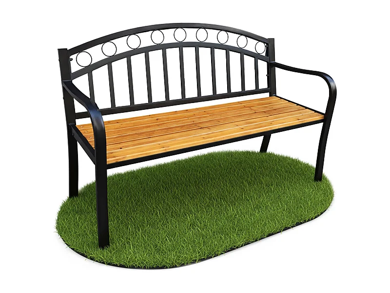 Banc de jardin ARUM en bois laqué, pieds en acier, largeur 127 cm