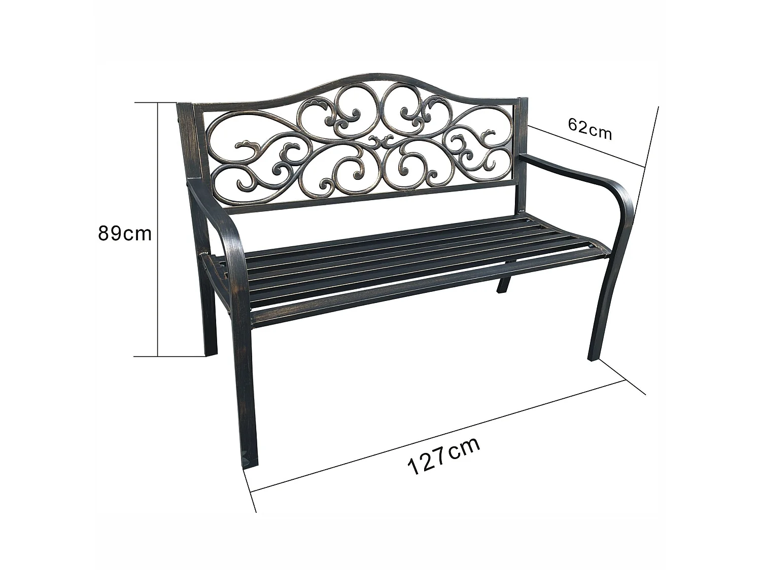 Tuinbank IRGA / Staal Buitenbank / Bruin / Maximale Belasting 320 kg / 127 x 89 x 62 cm