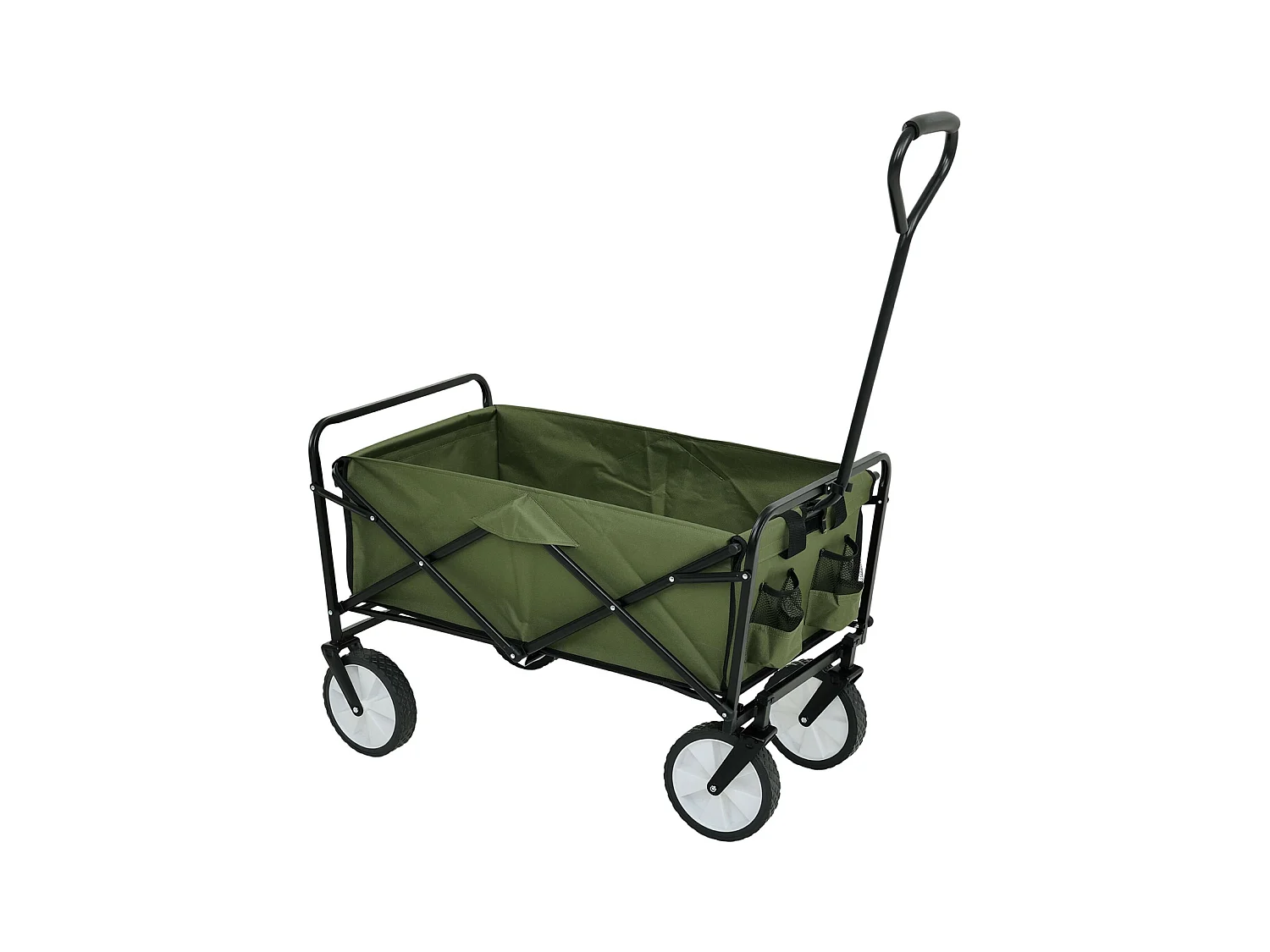 Chariot pliant de plage avec roues en plastique et capacité de charge maximale de 120 kg en vert