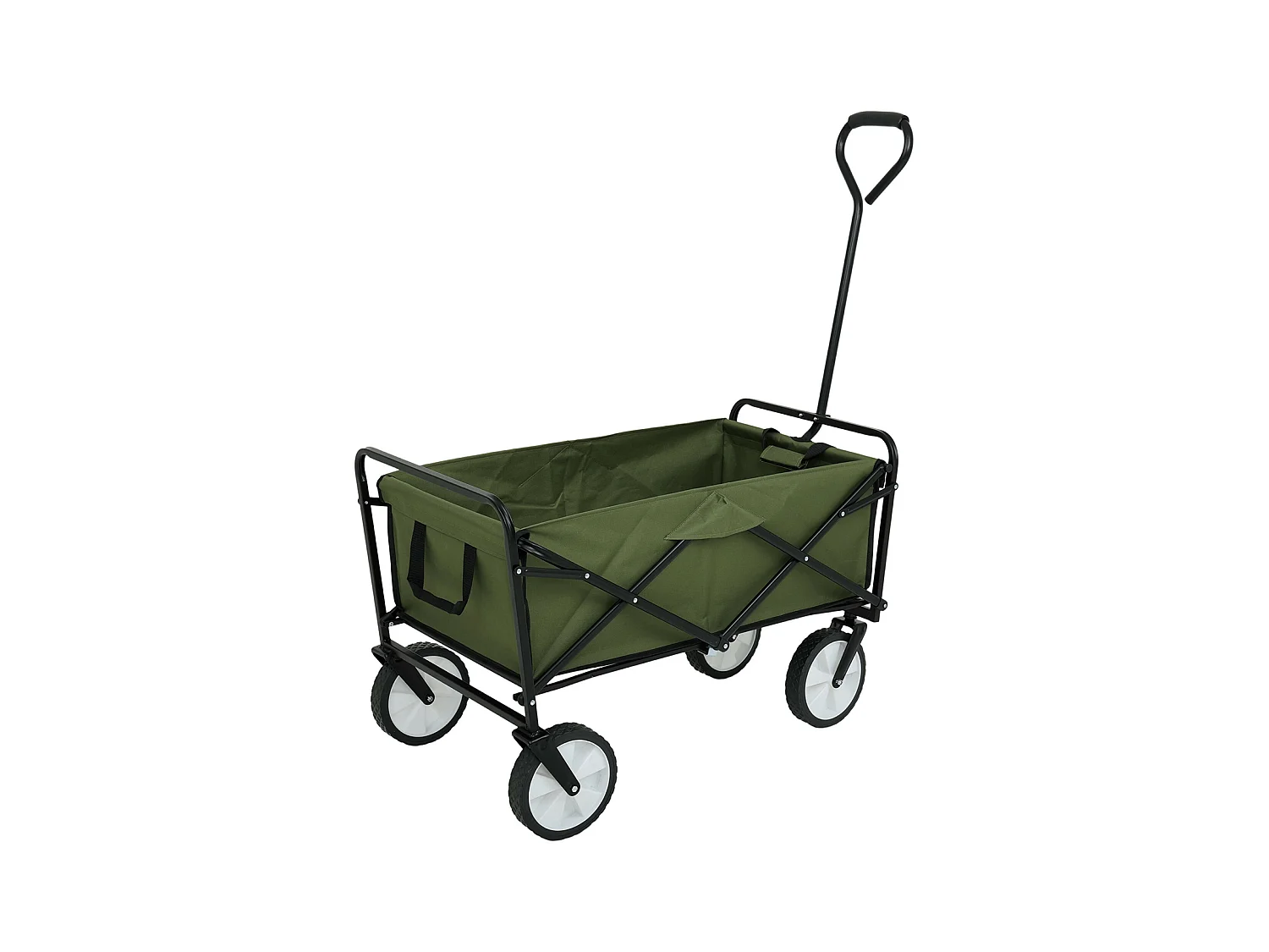 Chariot pliant de plage avec roues en plastique et capacité de charge maximale de 120 kg en vert