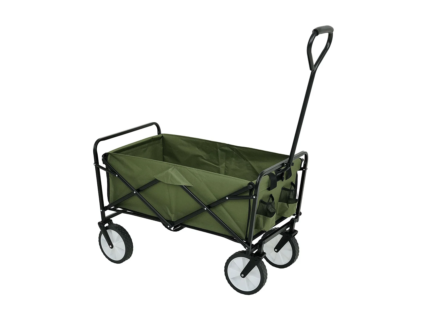 Transportwagen opvouwbaar TYRS / Groene Inklapbare Bolderwagen met Duwstang / Draagkracht 110 kg - 145 l / 50 x 59 x 88 cm