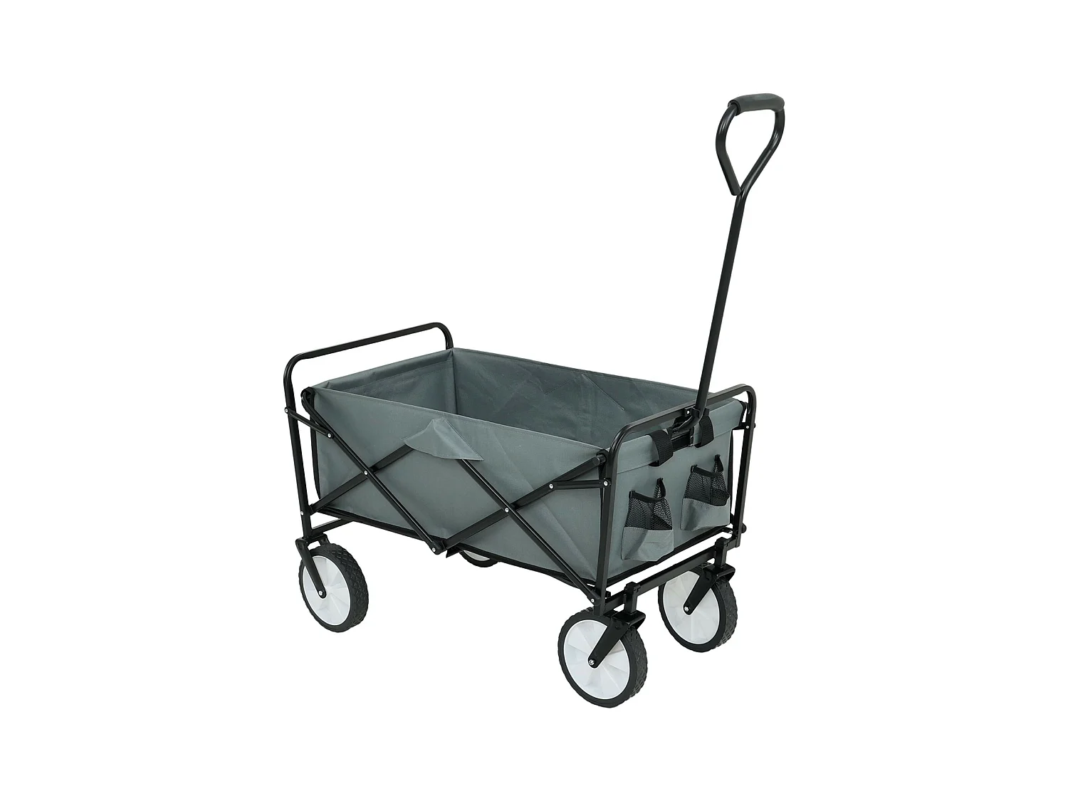 Chariot pliable pour plage avec roues en plastique et capacité de charge maximale de 120 kg en gris