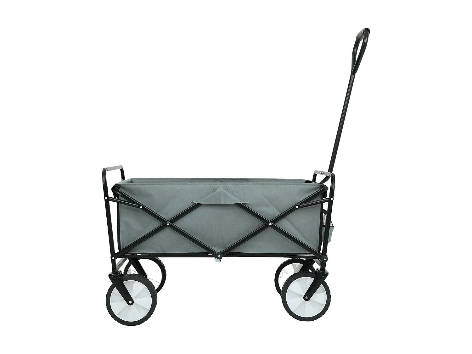 Chariot pliable pour plage avec roues en plastique et capacité de charge maximale de 120 kg en gris