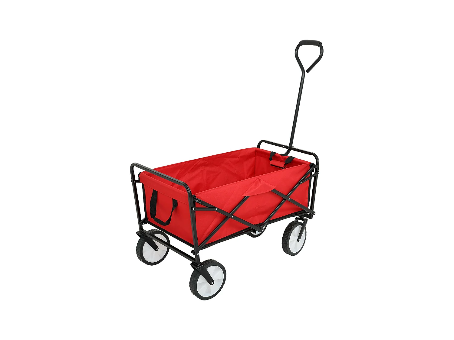 Chariot pliable de plage avec roues en plastique et charge maximale de 120 kg en rouge