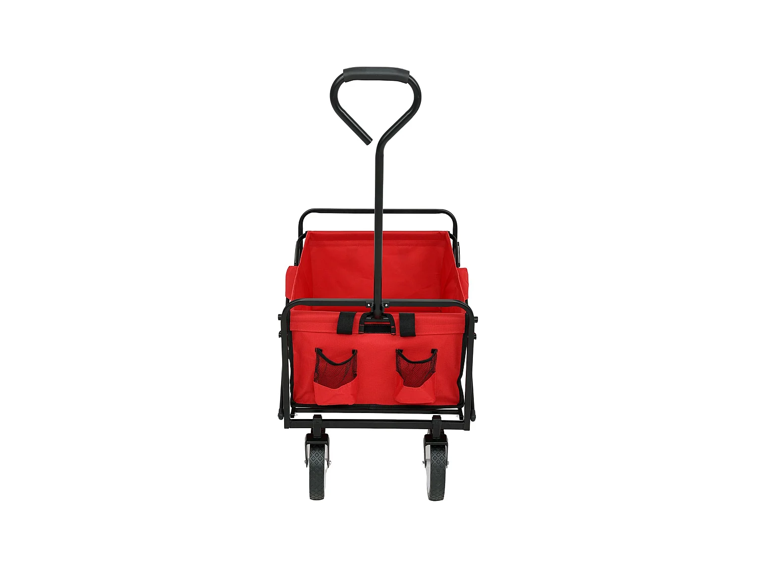 Chariot pliable de plage avec roues en plastique et charge maximale de 120 kg en rouge