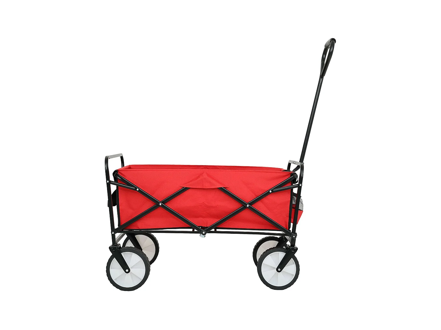 Chariot pliable de plage avec roues en plastique et charge maximale de 120 kg en rouge