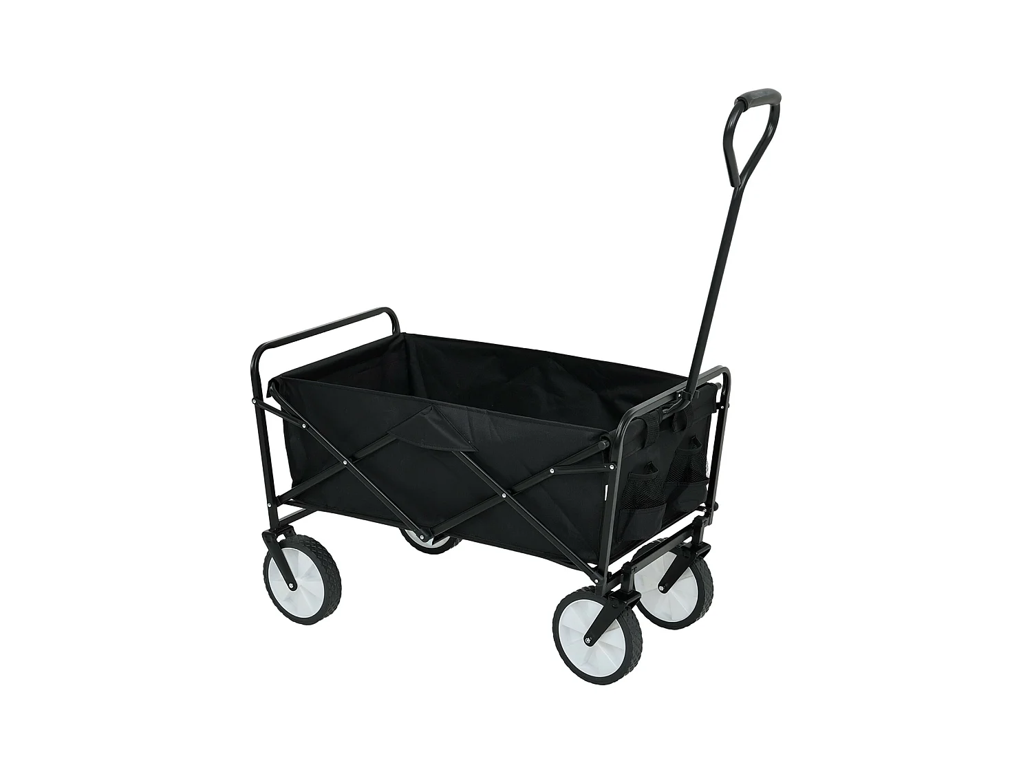 Carrito de playa plegable TYRS con ruedas de plástico, capacidad máxima de carga de 110 kg, en color Negro