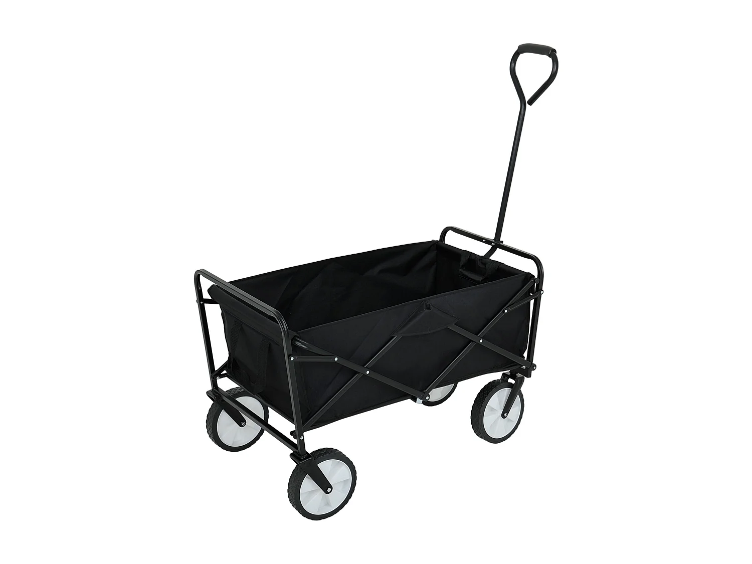 Chariot pliable pour plage avec roues en plastique et capacité de charge maximale de 120 kg en noir
