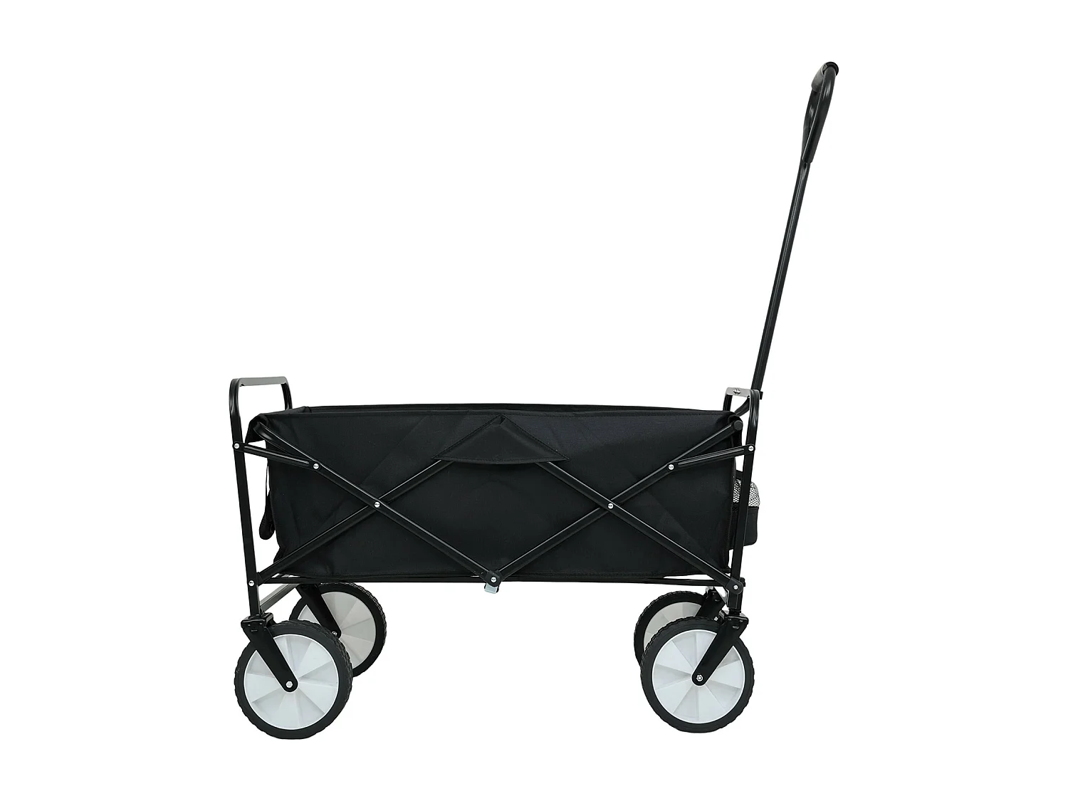 Chariot pliable pour plage avec roues en plastique et capacité de charge maximale de 120 kg en noir