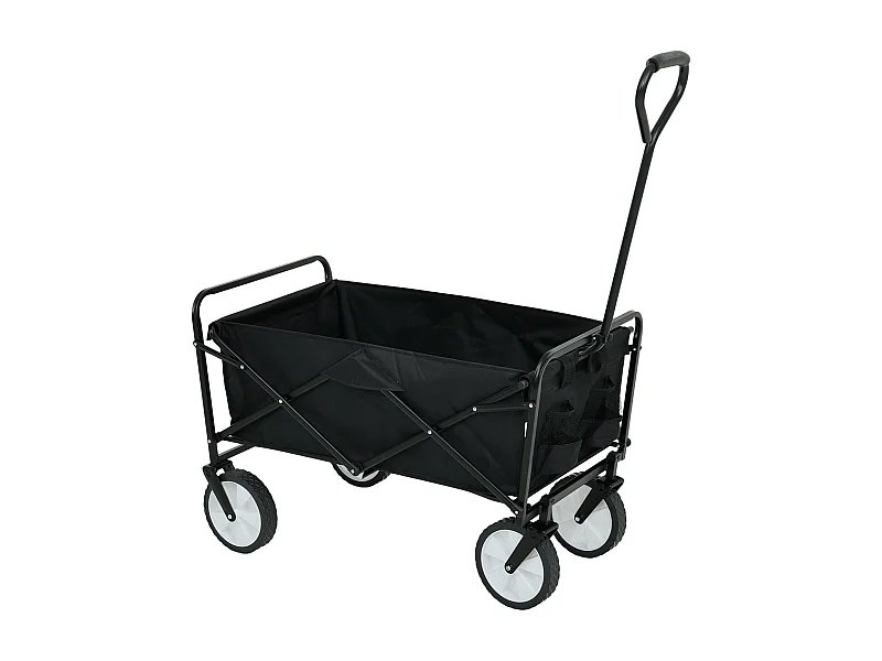 Transportwagen opvouwbaar TYRS / Zwarte Inklapbare Bolderwagen met Duwstang / Draagkracht 110 kg - 145 l / 50 x 59 x 88 cm