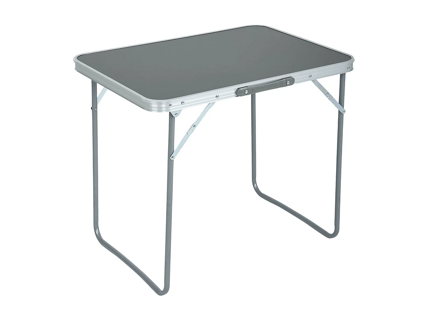 La table de camping pliante en aluminium gris, dimensions : L70 x H60 x P50 cm