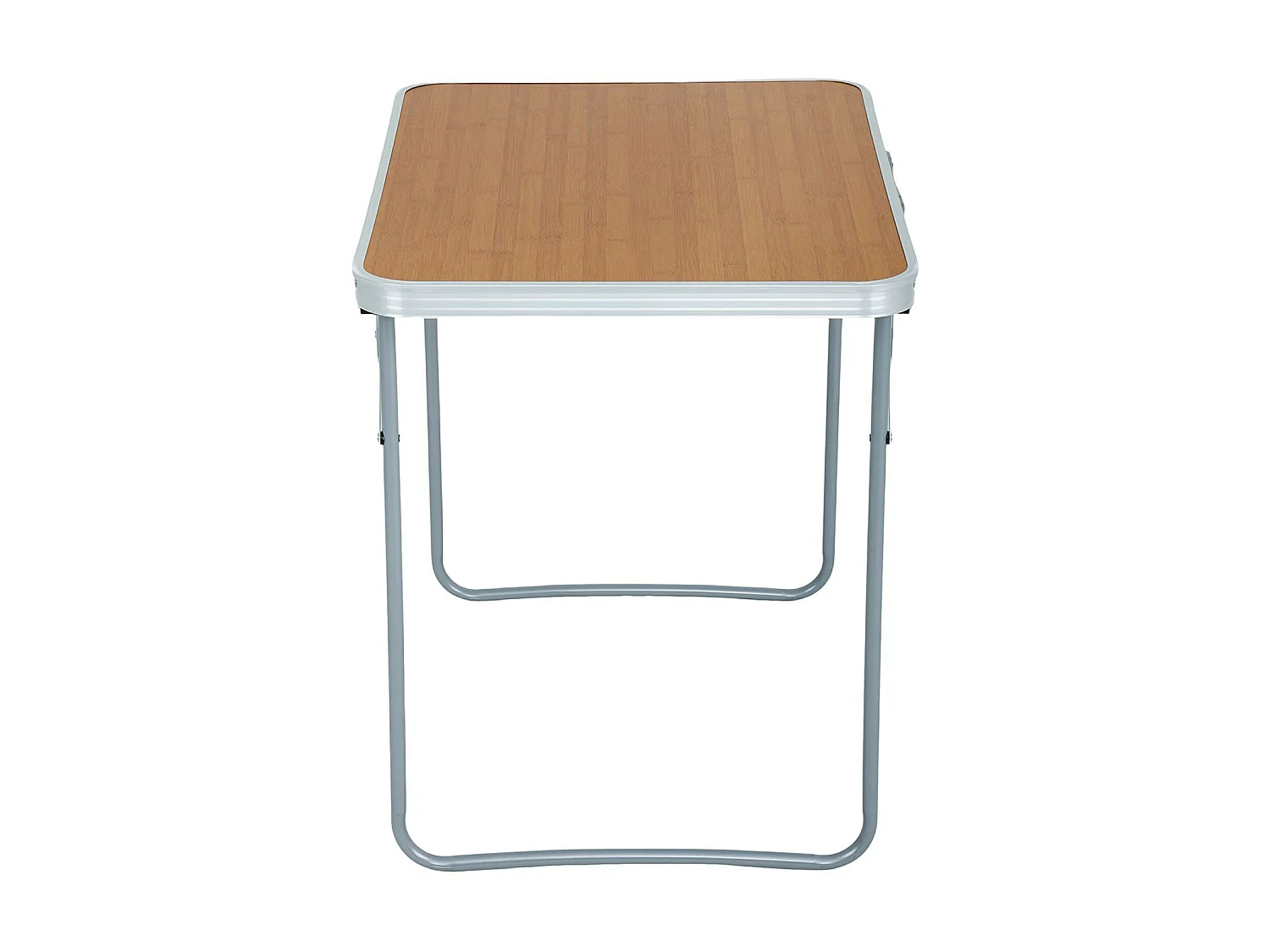 Der klappbare Campingtisch aus Aluminium in Holzoptik B70 x H60 x T50 cm
