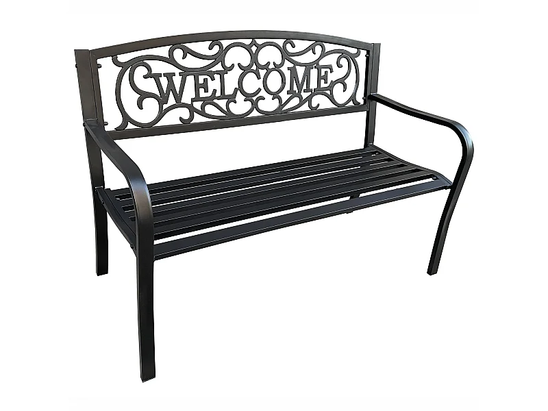 Gartenbank in Schwarz IRYS mit Stahlbeinen und gusseiserner Rückenlehne Breite 127 cm