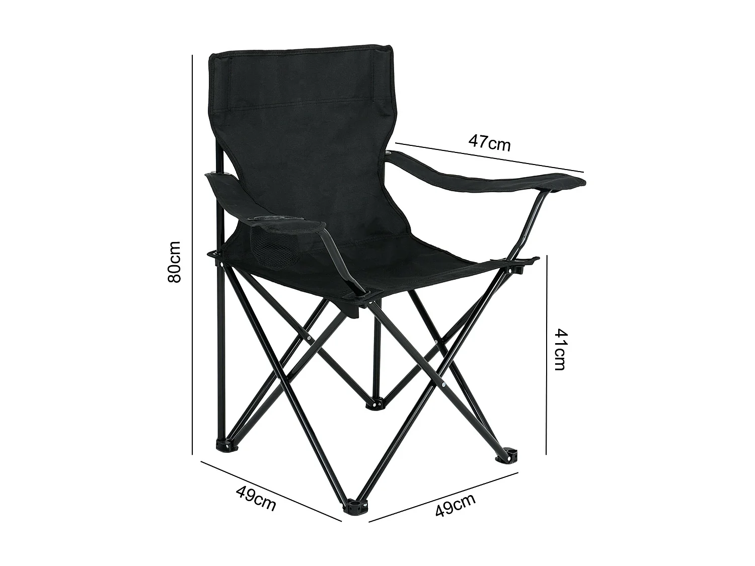 Le chaise de camping pliable ANTER en noir