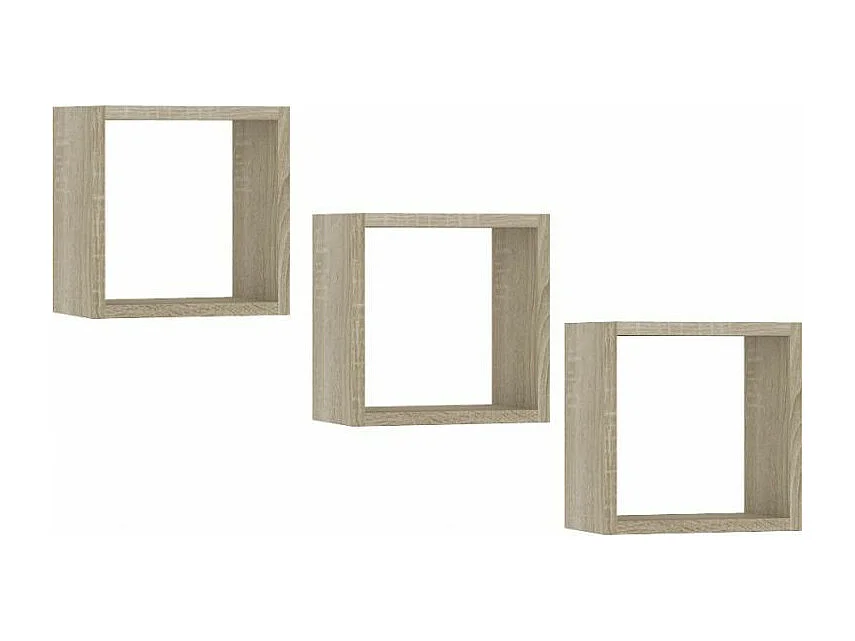 Set van 3 Wandplanken 25x25cm Eiken Sonoma Mat Finish