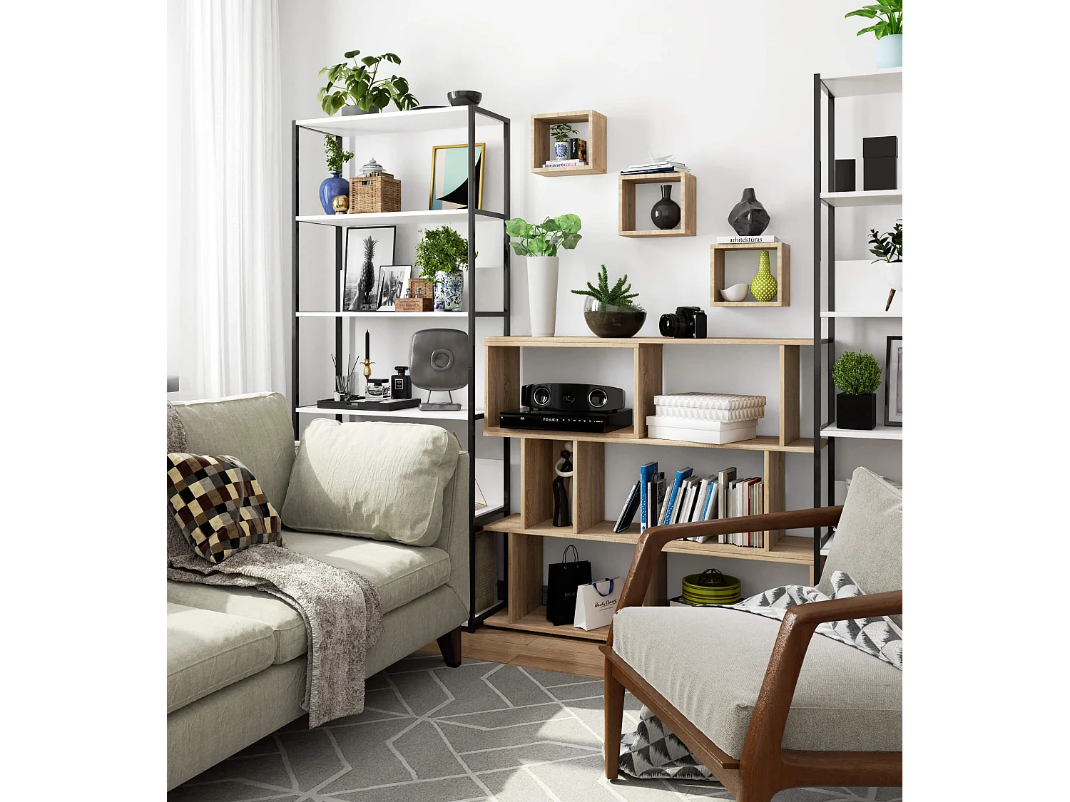 Półka AKORD K25 Dąb Sonoma 25 cm kolor Dąb Sonoma mat 3 półki 25x15x25 cm