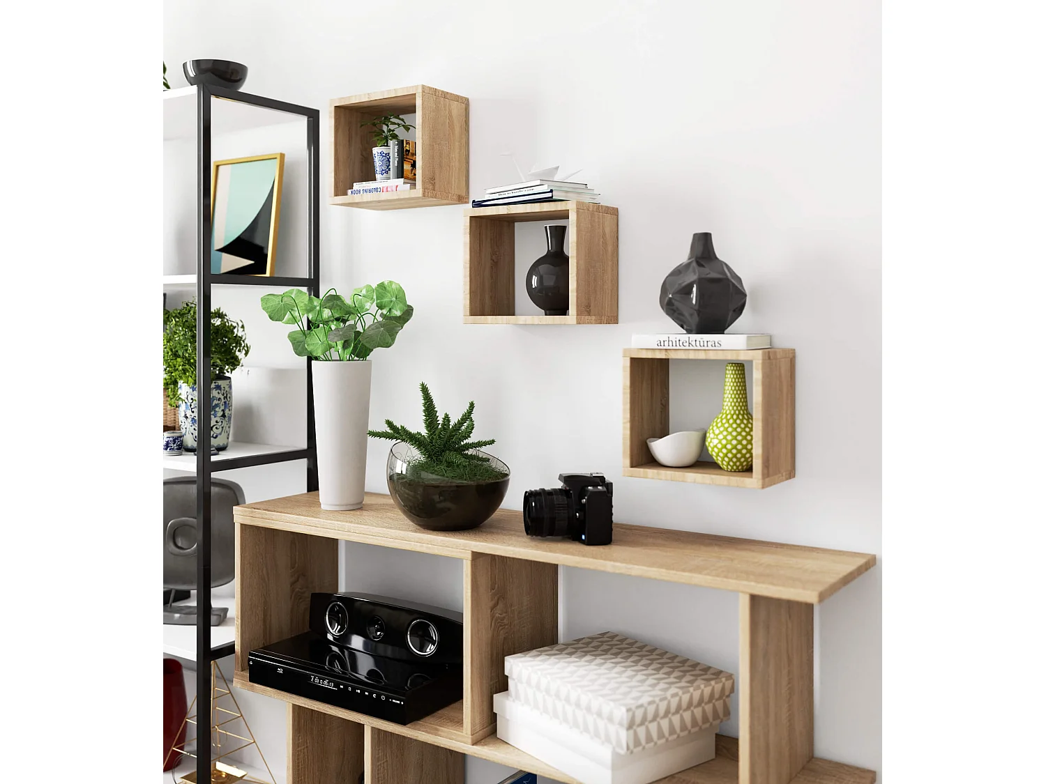 Półka AKORD K25 Dąb Sonoma 25 cm kolor Dąb Sonoma mat 3 półki 25x15x25 cm