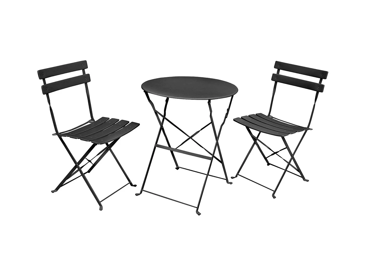 Ensemble de meubles ORION pour balcon : Table ronde & 2 chaises en noir élégant