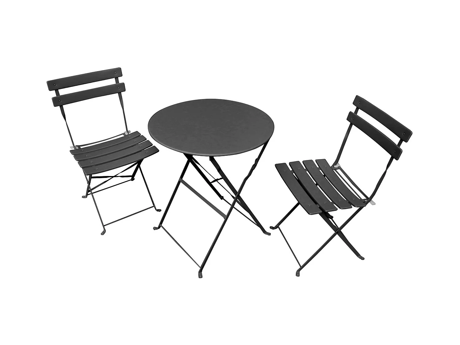 Ensemble de meubles ORION pour balcon : Table ronde & 2 chaises en noir élégant