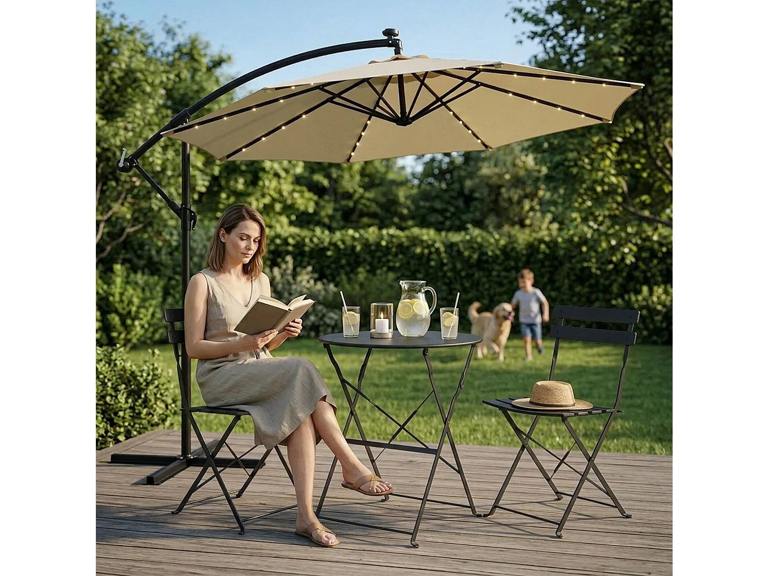 Ensemble de meubles ORION pour balcon : Table ronde & 2 chaises en noir élégant