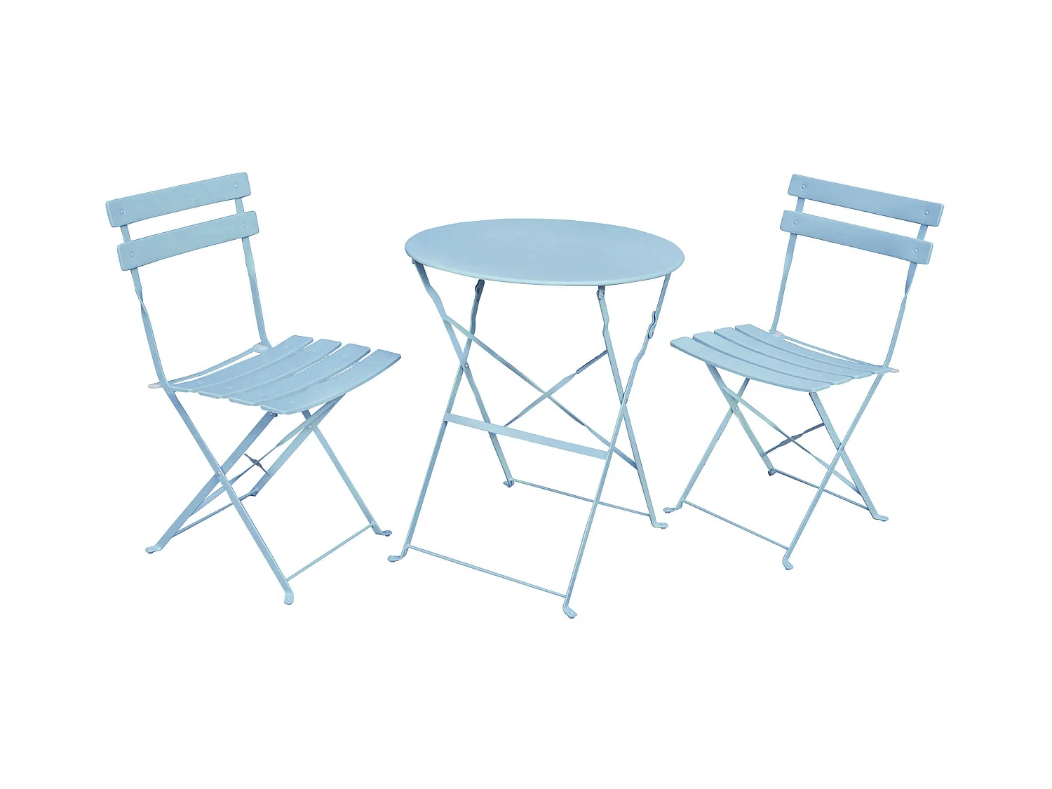 Ensemble de meubles ORION pour balcon : Table ronde & 2 chaises en bleu élégant