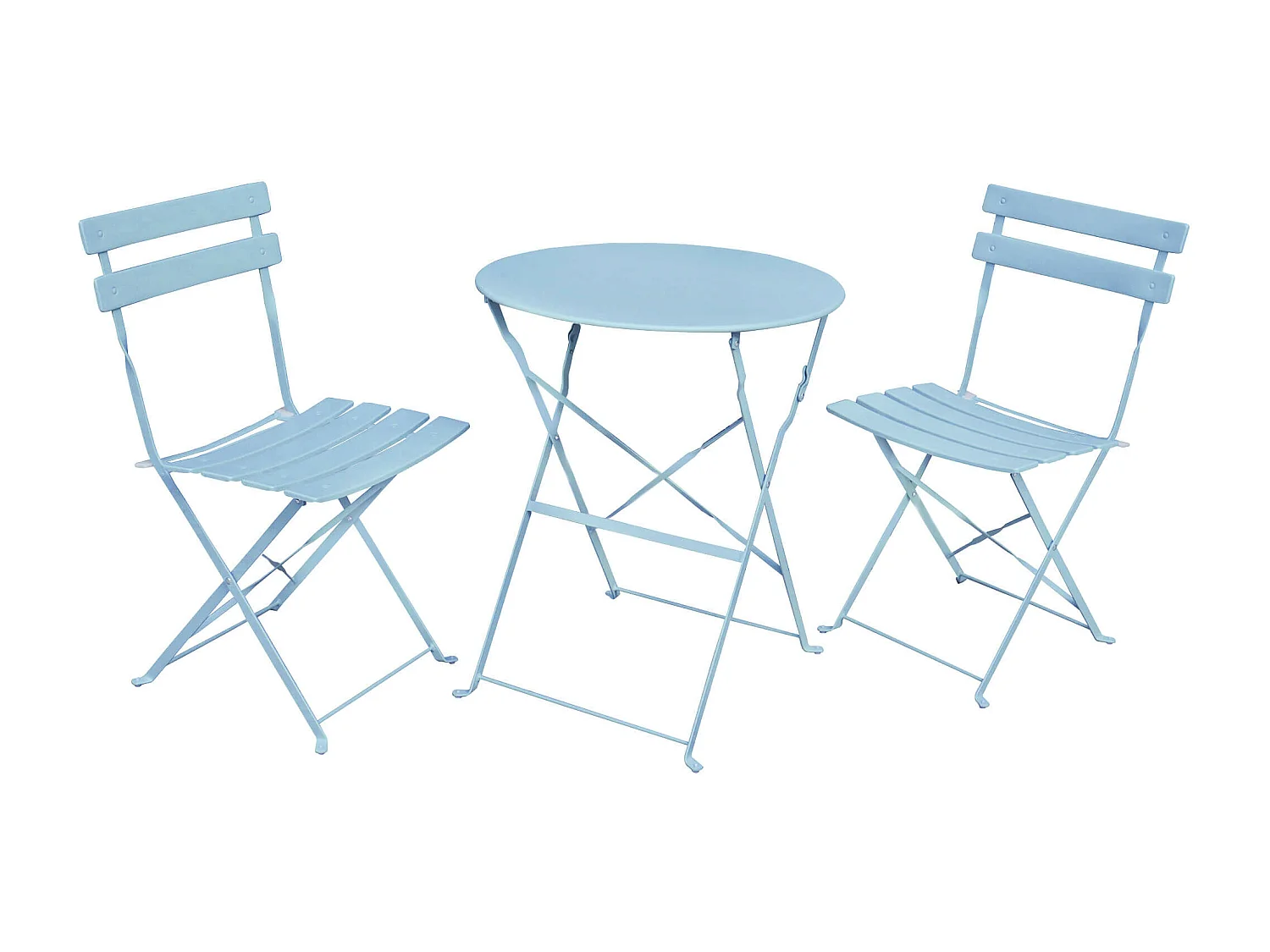 3-delige Balkonmeubelen ORION / Tuinmeubelset / Blauw / Balkonset Bistrotafel en 2 Stoelen Inklapbare van Metaal / Tuinmeubelset / Ronde Tafelblad Ø 60 cm