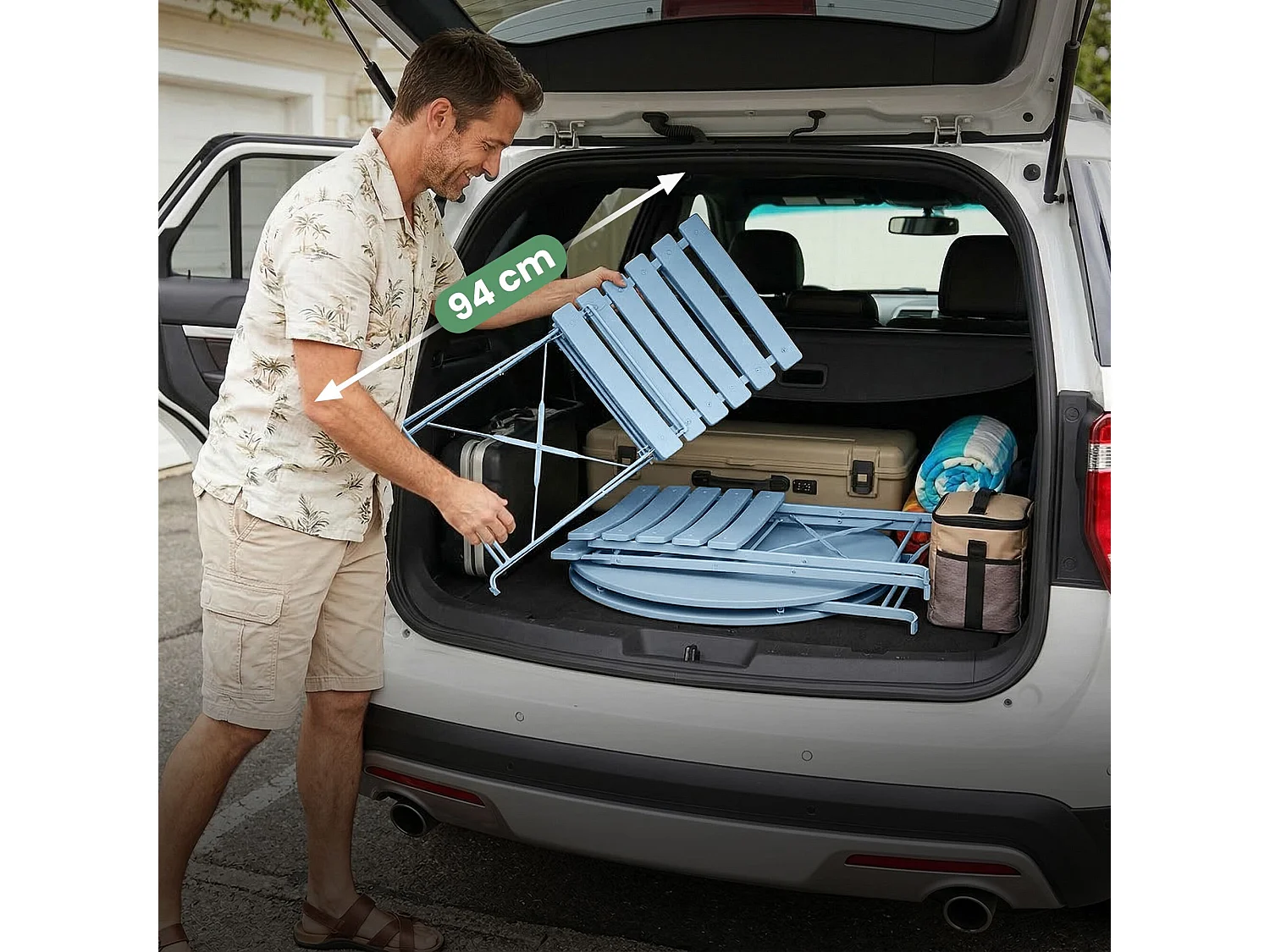 Ensemble de meubles ORION pour balcon : Table ronde & 2 chaises en bleu élégant