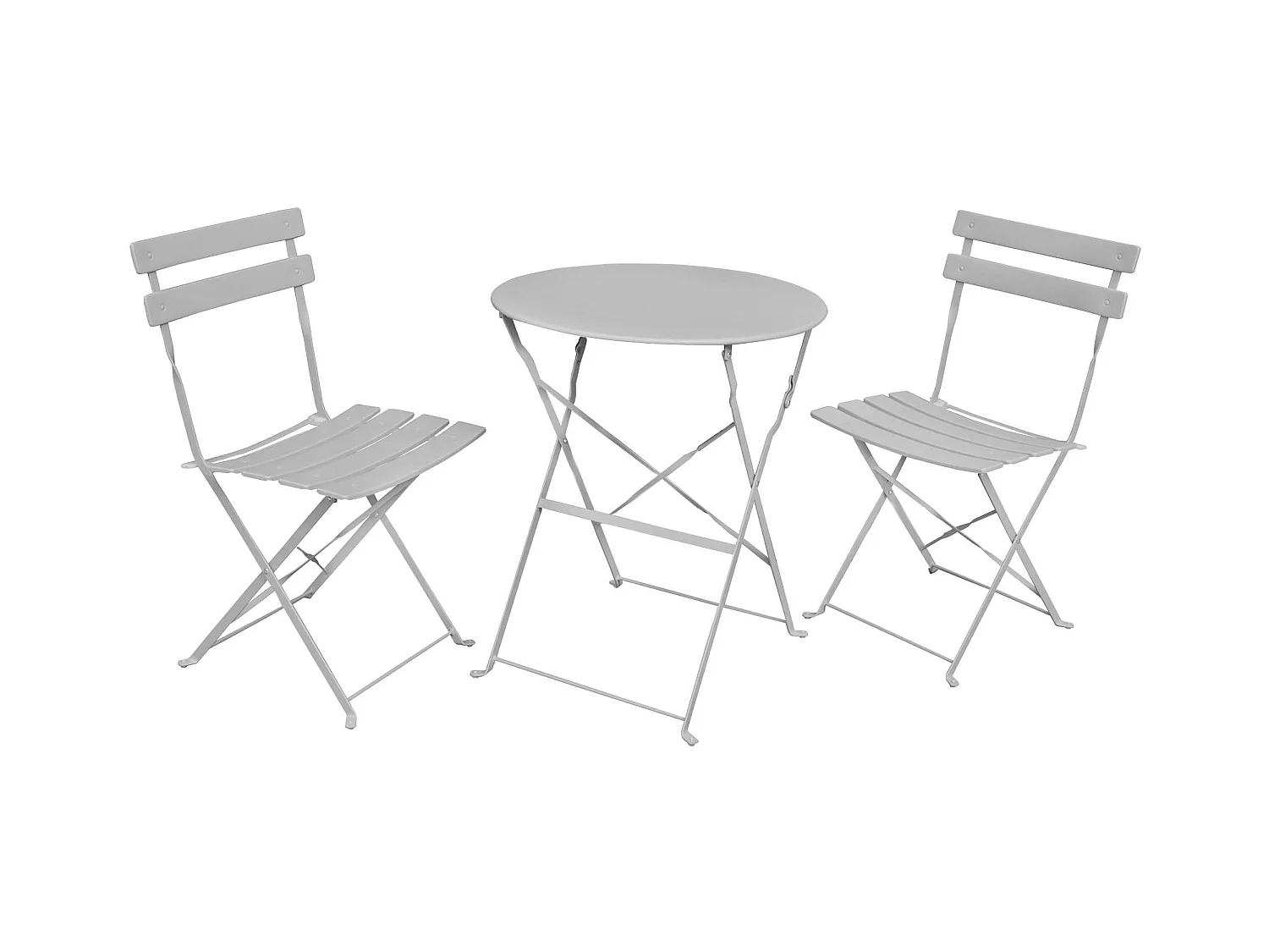 Ensemble de meubles ORION pour balcon : Table ronde & 2 chaises en gris chic