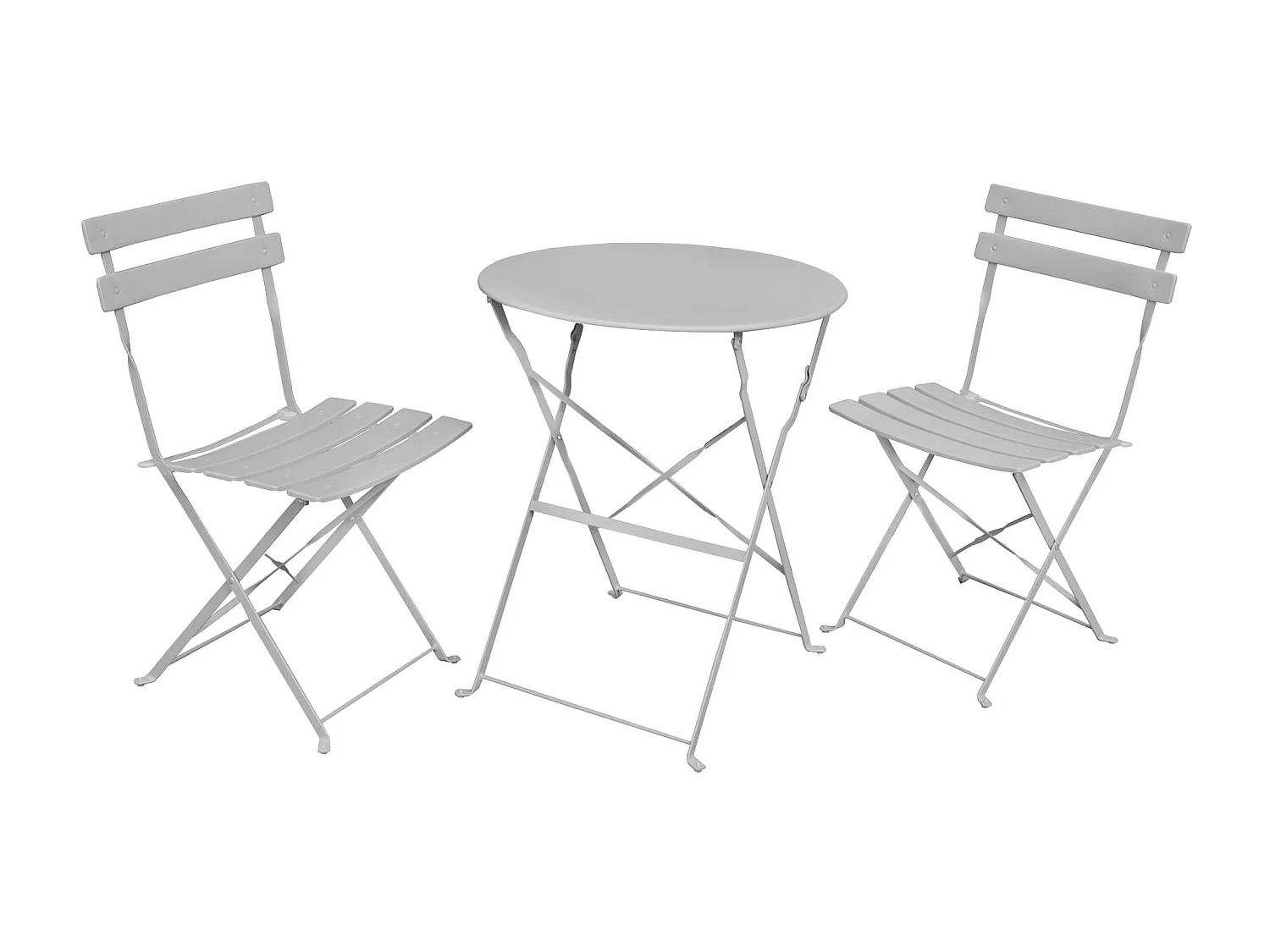 3-delige Balkonmeubelen ORION / Tuinmeubelset / Grijs / Balkonset Bistrotafel en 2 Stoelen Inklapbare van Metaal / Tuinmeubelset / Ronde Tafelblad Ø 60 cm