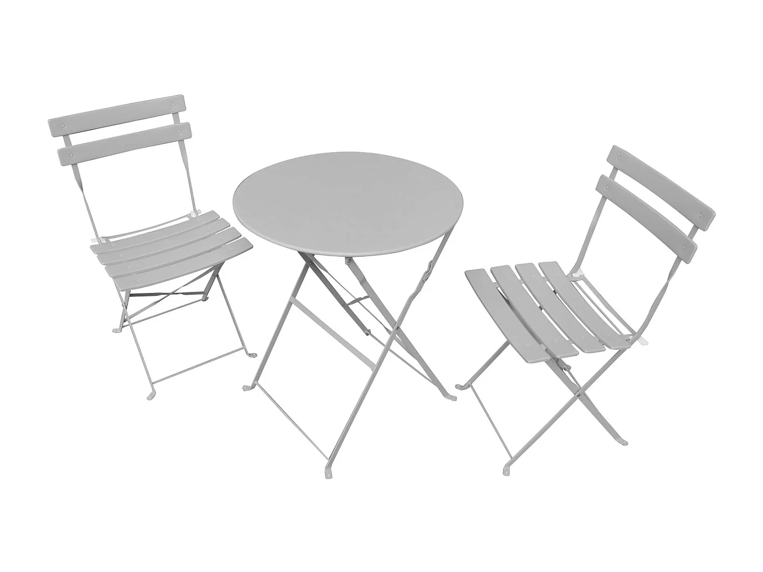 3-delige Balkonmeubelen ORION / Tuinmeubelset / Grijs / Balkonset Bistrotafel en 2 Stoelen Inklapbare van Metaal / Tuinmeubelset / Ronde Tafelblad Ø 60 cm