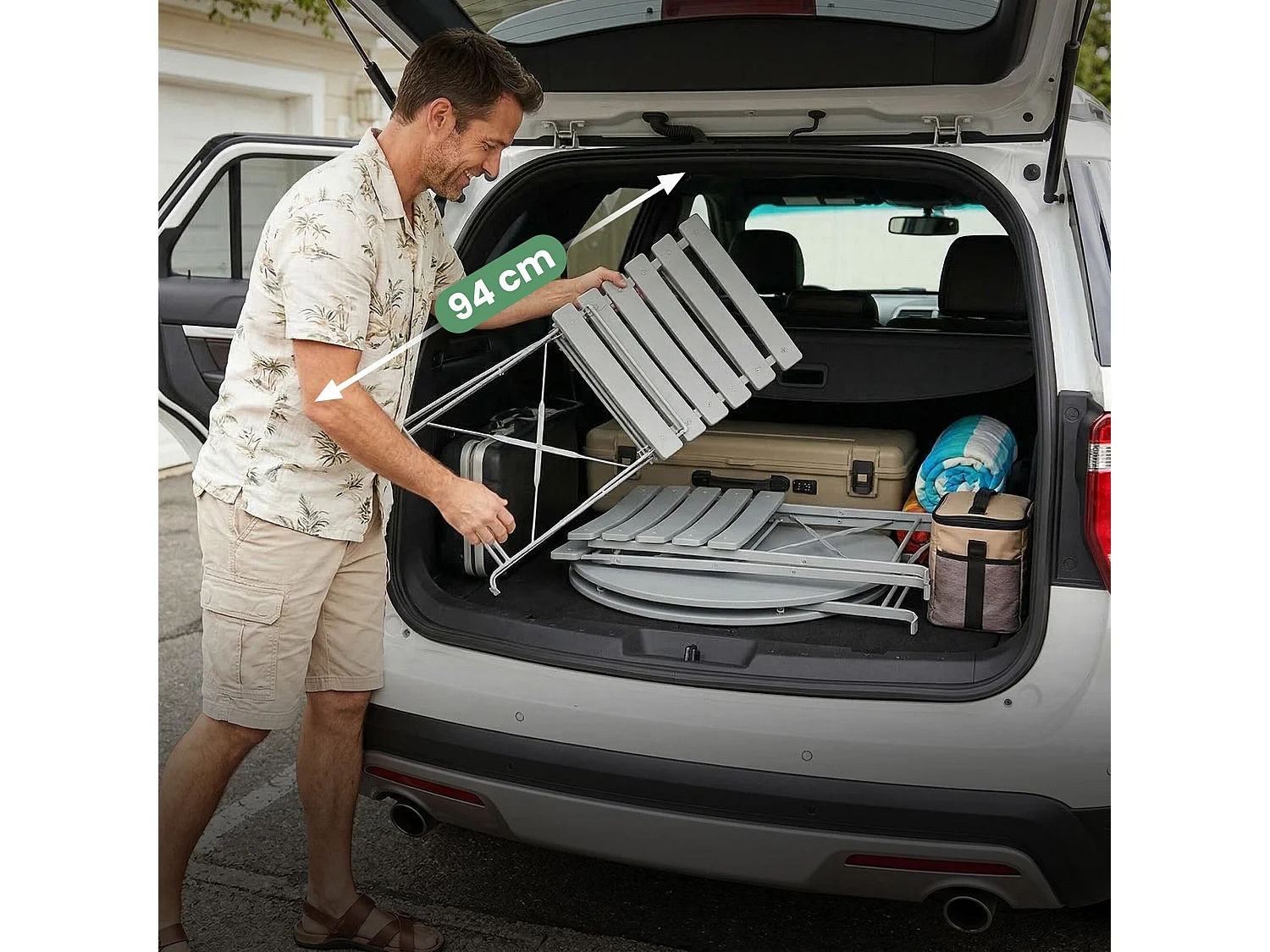 Ensemble de meubles ORION pour balcon : Table ronde & 2 chaises en gris chic