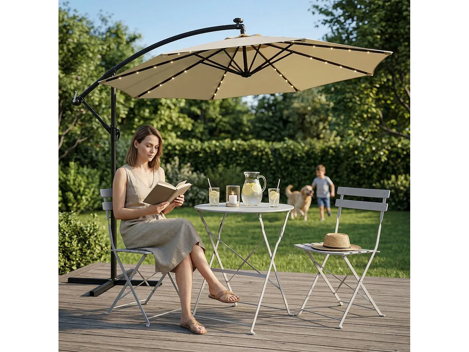 Ensemble de meubles ORION pour balcon : Table ronde & 2 chaises en gris chic