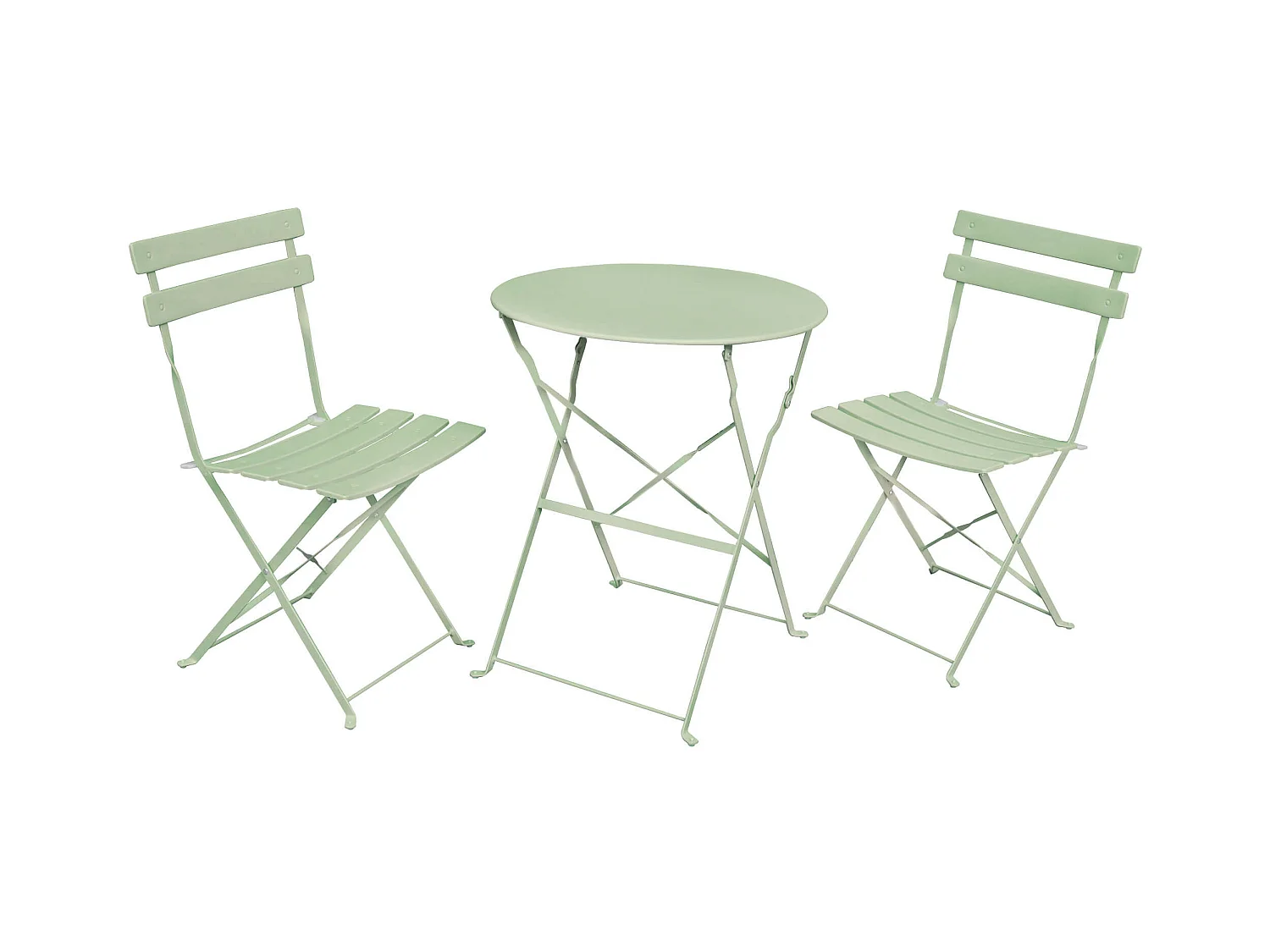 Ensemble de meubles ORION pour balcon : Table ronde & 2 chaises en vert frais